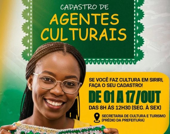Município de Siriri abre cadastro para mapear e fortalecer agentes da cultura local