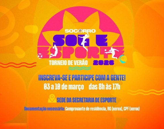 Prefeitura de Socorro realizará 1º Torneio de Verão, movimentando a cidade com esporte e lazer